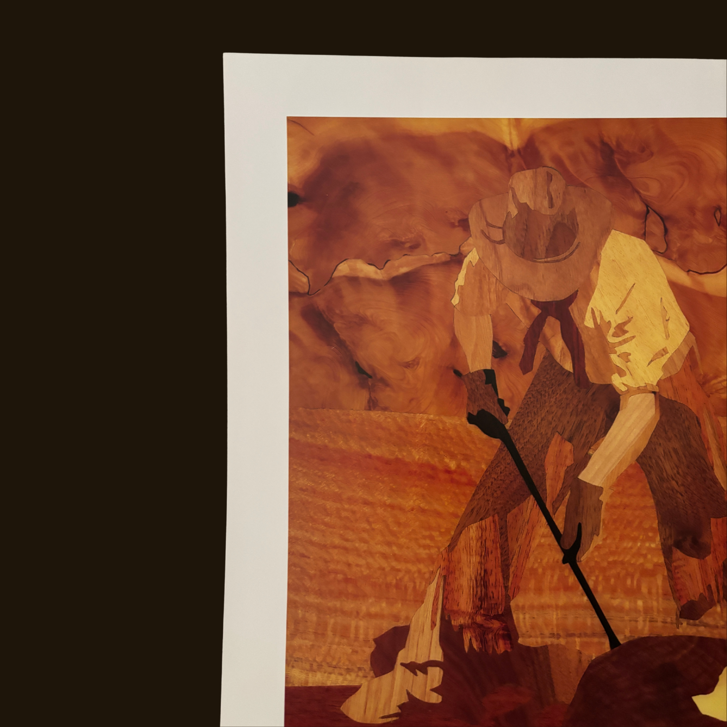 Skull Valley Cowboy Print – Handcrafted Wood Marquetry Art Print for Cabin or Home Décor