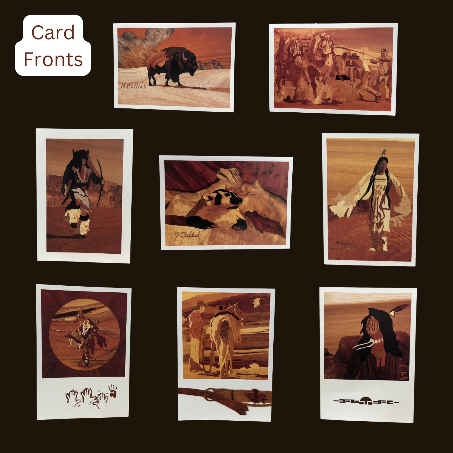 Set of 8 Fine Art Note Cards Featuring Prints of Neldon Bullock's Marquetry Pieces