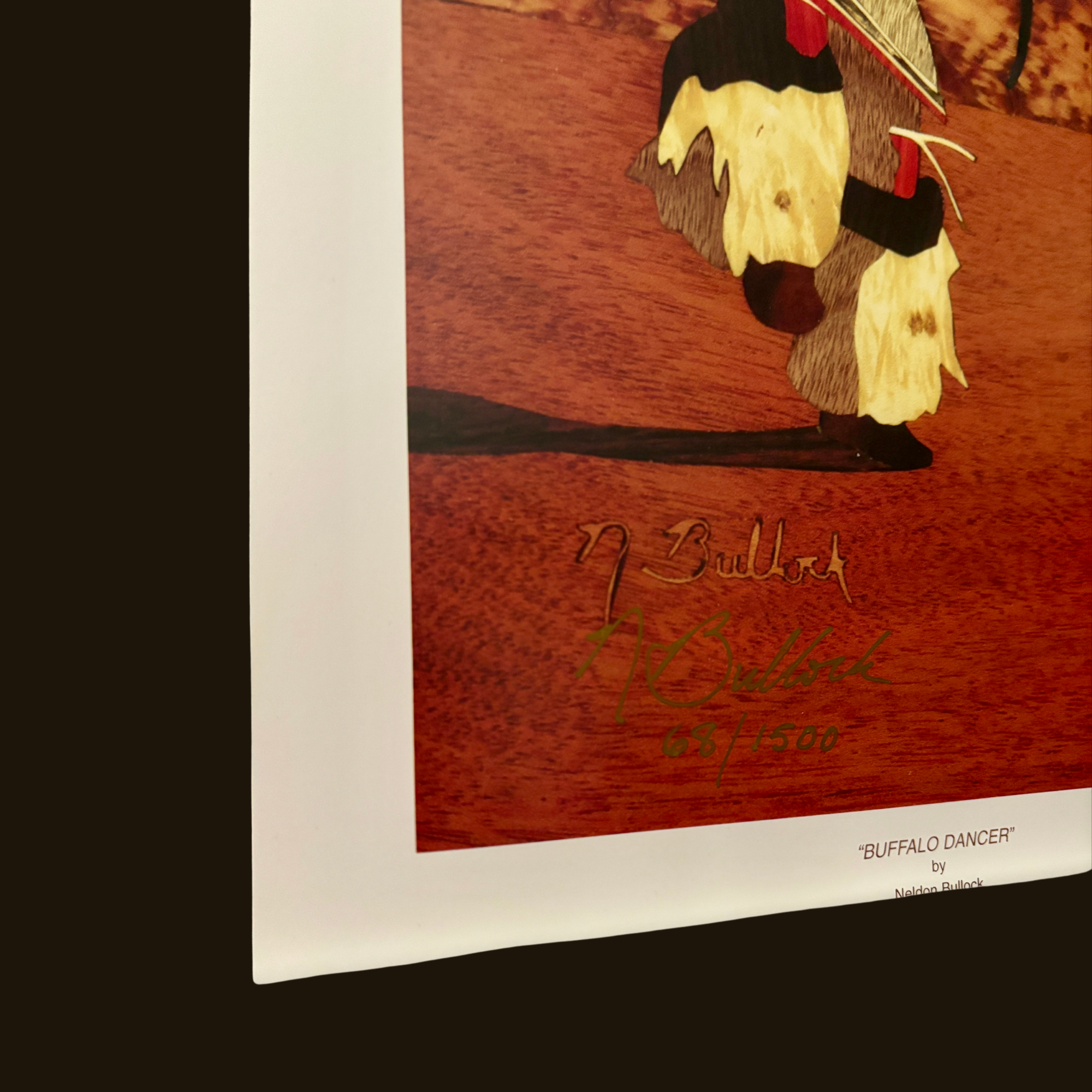 Buffalo-dancer-signature-neldon-bullock-marquetry-art-print